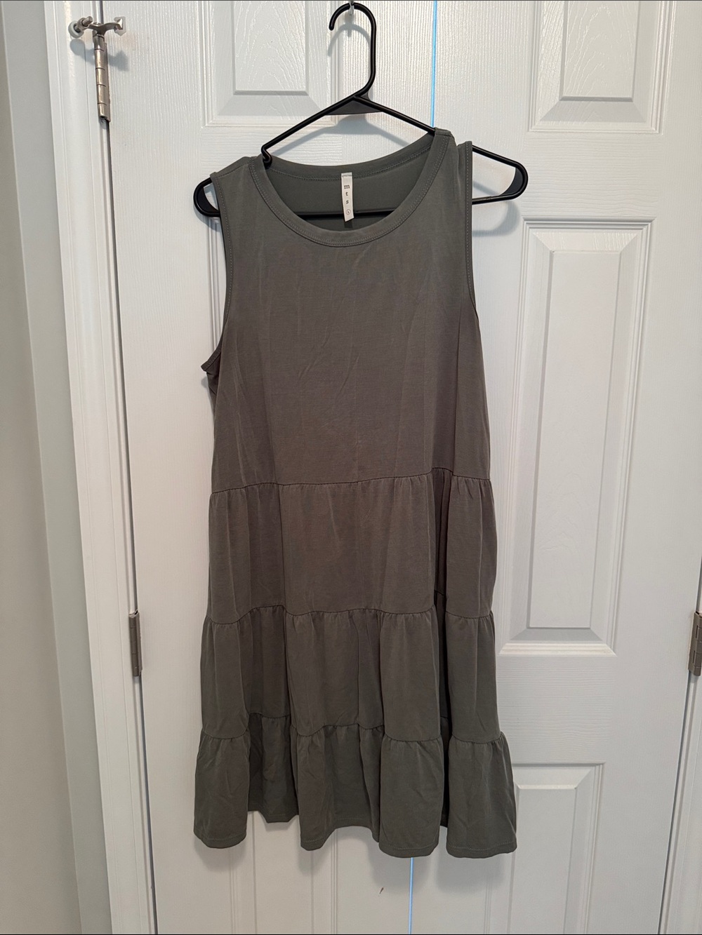 mts Olive Green Tiered Sleeveless Dress